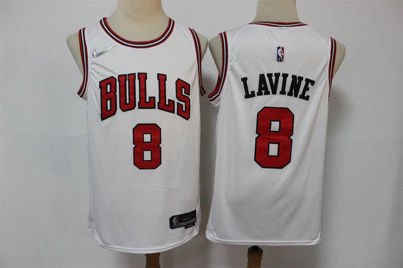 Basketball Jersey For Personalized School Merchandise-Bulls 8 Zach Lavine White Diamond 75th Anniversary Swingman Basketball Jersey