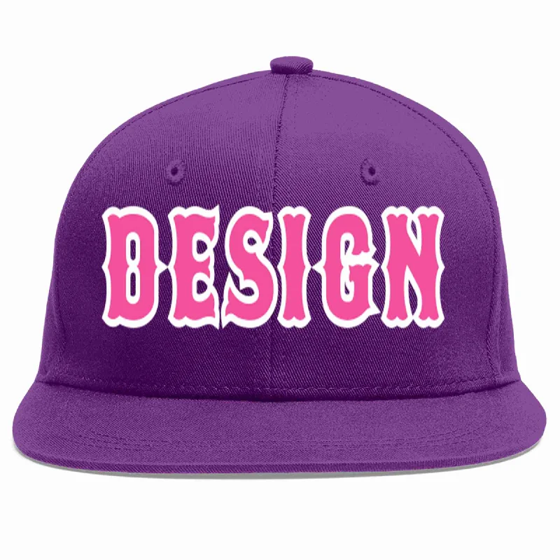 Baseball Cap For Limited-Time Sales-Custom Purple Pink-White Flat Eaves Sport Baseball Cap Design for Men/Women/Youth