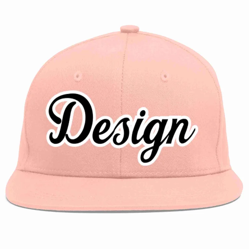 Baseball Cap For Group Orders-Custom Pink Black-White Flat Eaves Sport Baseball Cap Design for Men/Women/Youth