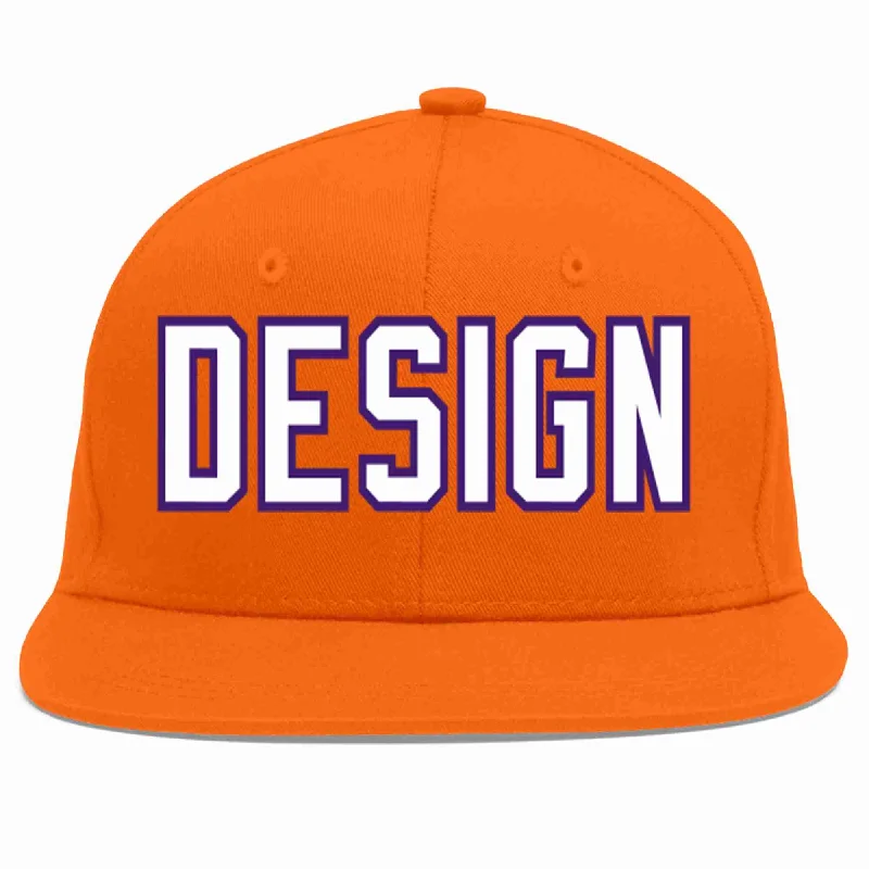 Baseball Cap With Adjustable Back Strap-Custom Orange White-purple Flat Eaves Sport Baseball Cap Design for Men/Women/Youth