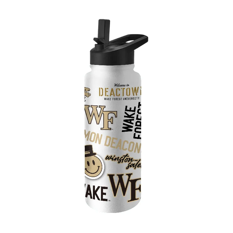 Team Mug With Custom Embroidery-Wake Forest 34oz Native Quencher Bottle