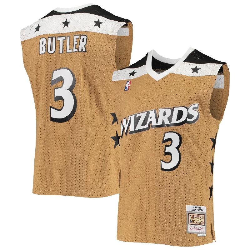 Basketball Jersey With Custom Logo-Caron Butler Washington Wizards 2001/02 Hardwood Classics Swingman Basketball Jersey - Gold