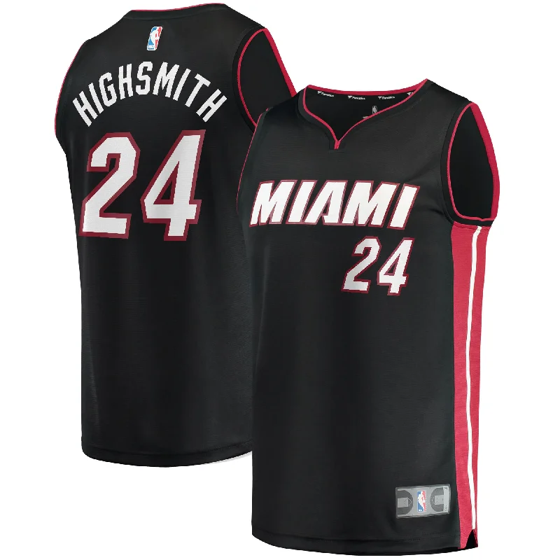 Basketball Jersey For Personalized Tournament Gear-Haywood Highsmith Miami Heat Branded 2021/22 Fast Break Basketball Jersey - Icon Edition - Black