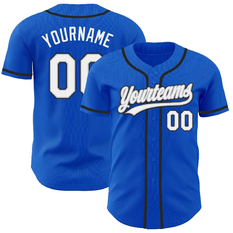 Baseball Jersey For Custom Fan Gear-Custom Thunder Blue White Gray-Black Authentic Baseball Jersey