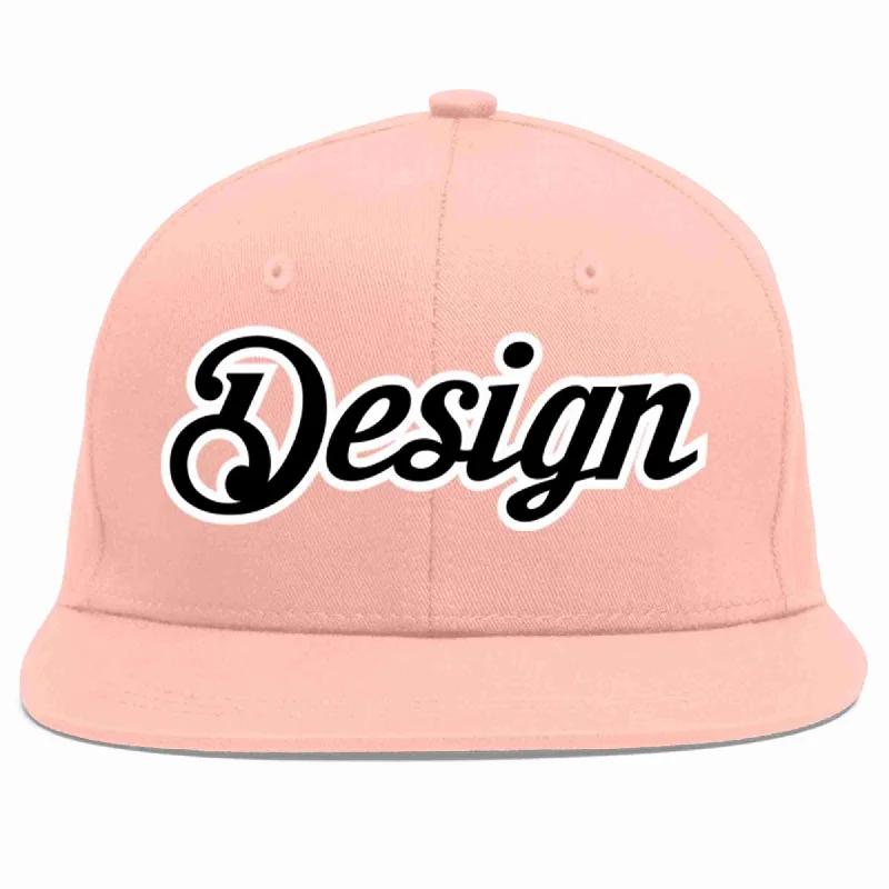 Baseball Cap With Embroidered Logo-Custom Pink Black-White Flat Eaves Sport Baseball Cap Design for Men/Women/Youth