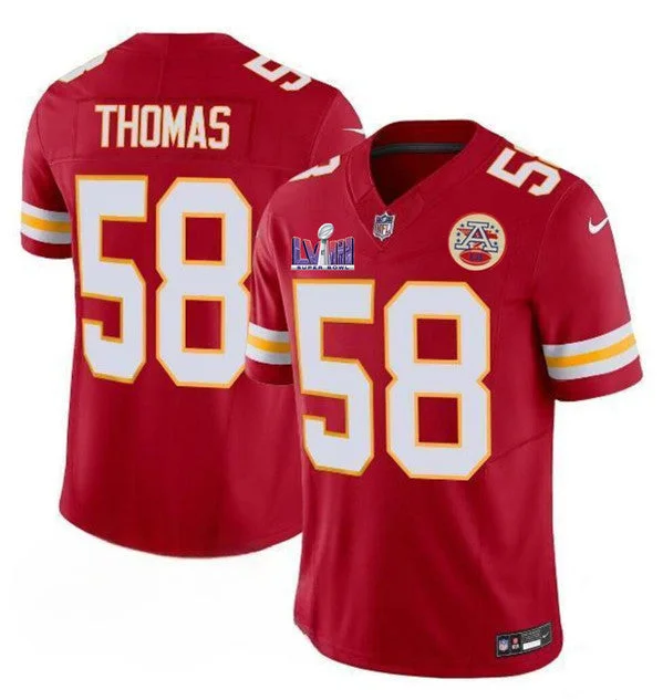 Football Jersey For Professional Teams-Men’s Kansas City Chiefs #58 Derrick Thomas Red 2024 F.U.S.E. Super Bowl LVIII Patch Vapor Untouchable Limited Football Stitched Jersey