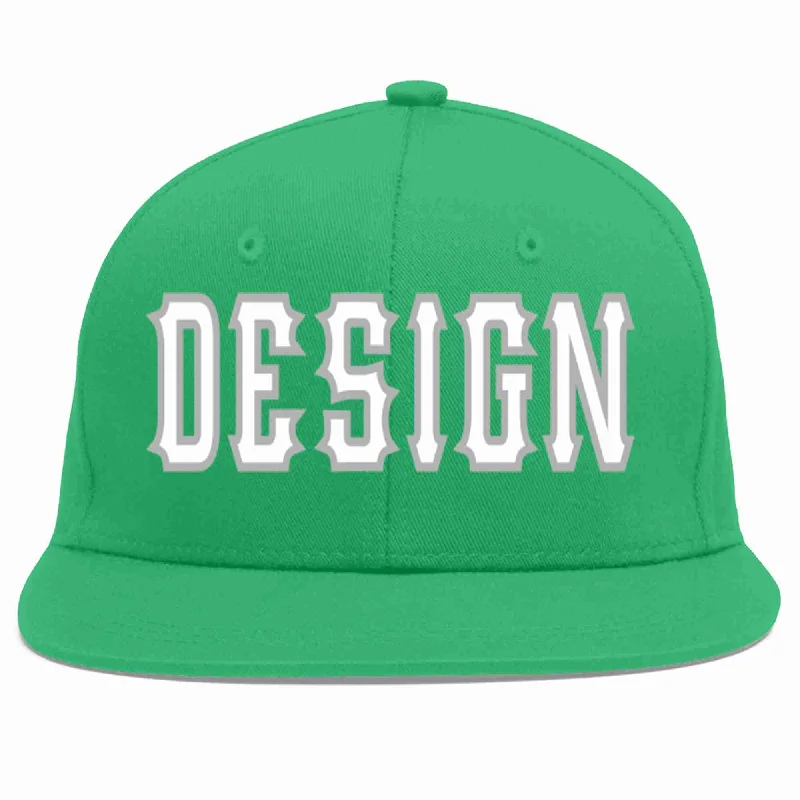 Baseball Cap With Custom Team Name-Custom Teal White-Gray Flat Eaves Sport Baseball Cap