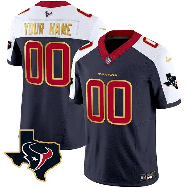 Football Jersey With Custom Text-Men's Houston Texans Active Player Custom Navy/White 2023 F.U.S.E. With Team Logo Patch Limited Football Stitched Jersey