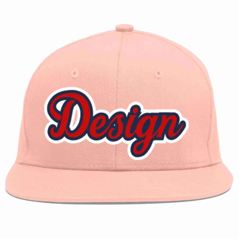 Baseball Cap For College Fans-Custom Pink Red-Navy Flat Eaves Sport Baseball Cap Design for Men/Women/Youth