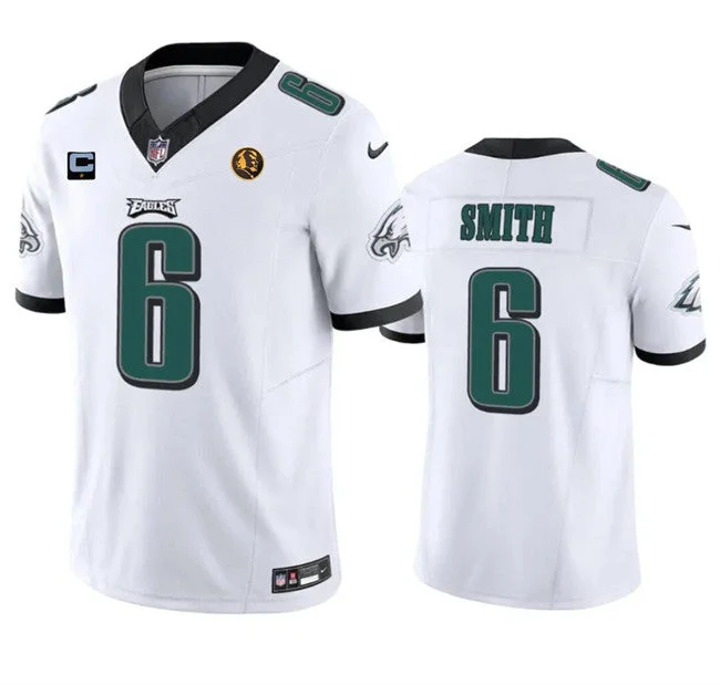 Football Jersey For College Merchandise Sales-Men's Philadelphia Eagles #6 DeVonta Smith White 2023 F.U.S.E. With 1-star C Patch And John Madden Patch Vapor Limited Football Stitched Jersey