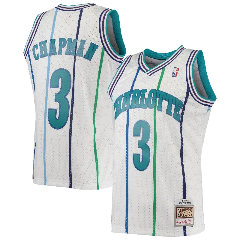 Basketball Jersey With Custom Numbering-Rex Chapman Charlotte Hornets 1988/89 Hardwood Classics Swingman Basketball Jersey - White