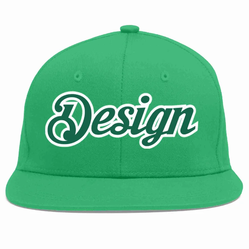 Baseball Cap For Gift And Merchandise Orders-Custom Teal Kelly Green-White Flat Eaves Sport Baseball Cap