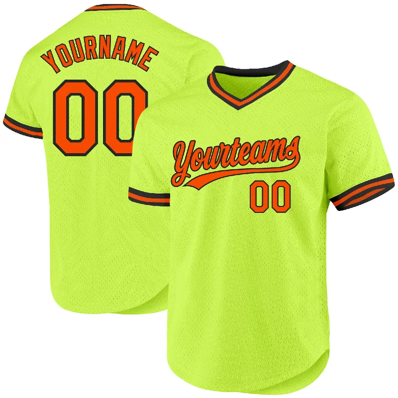 Baseball Jersey For School Teams-Custom Neon Green Orange-Black Authentic Throwback Baseball Jersey