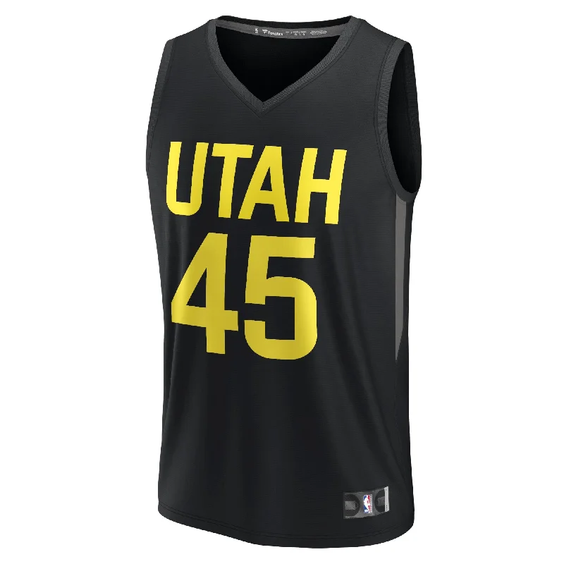 Basketball Jersey For Promotional Sales-Donovan Mitchell Utah Jazz Branded Fast Break Player Basketball Jersey - Statement Edition - Black