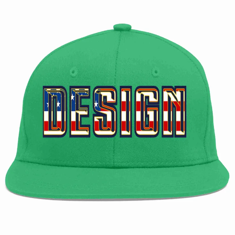 Baseball Cap For Official Team Apparel-Custom Teal Vintage USA Flag-Gold Flat Eaves Sport Baseball Cap