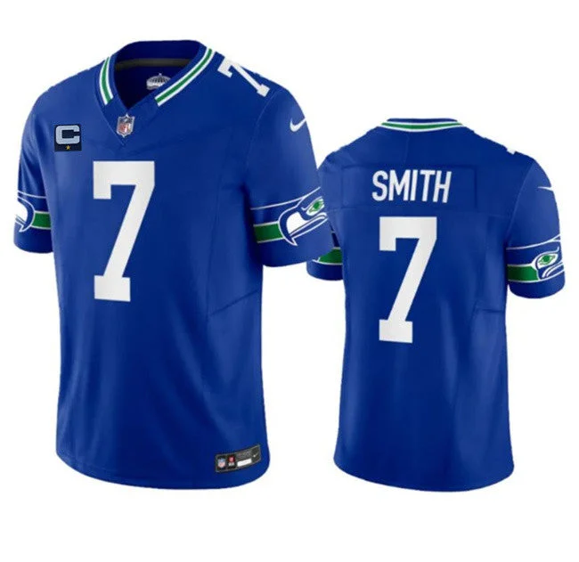 Football Jersey For Fan Gear Fundraising-Men's Seattle Seahawks #7 Geno Smith Royal 2023 F.U.S.E. With 1-Star C Patch Vapor Vapor Untouchable Limited Football Stitched Jersey