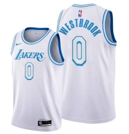 Basketball Jersey For Custom Team Orders And Gifts-Lakers 0 Russell Westbrook White City Edition Swingman Basketball Jersey