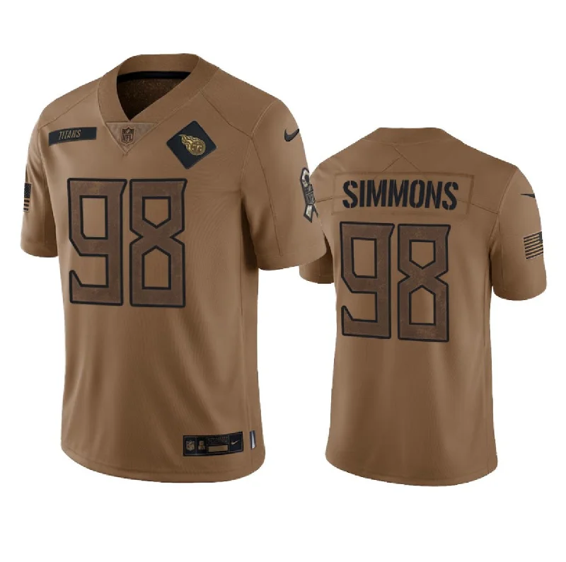 Football Jersey For Personalized Gifts-Men's Tennessee Titans #98 Jeffery Simmons 2023 Brown Salute To Service Football Stitched Jersey