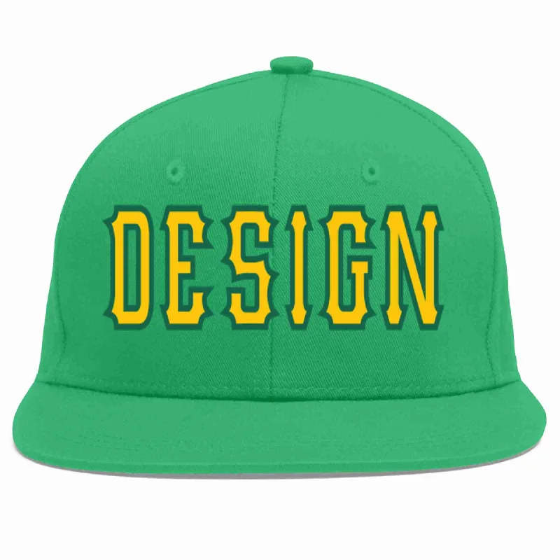 Baseball Cap For Outdoor Gear-Custom Teal Gold-Kelly Green Flat Eaves Sport Baseball Cap