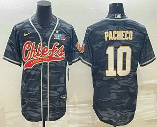 Baseball Jersey For Special Edition Team Orders-Men's Kansas City Chiefs #10 Isiah Pacheco Grey Camo With Super Bowl LVII Patch Cool Base Stitched Baseball Jersey