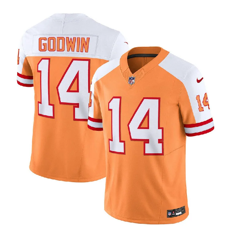 Football Jersey For Team Gifts-Men's Tampa Bay Buccaneers #14 Chris Godwin 2023 F.U.S.E. White/Gold Throwback Limited Football Stitched Jersey