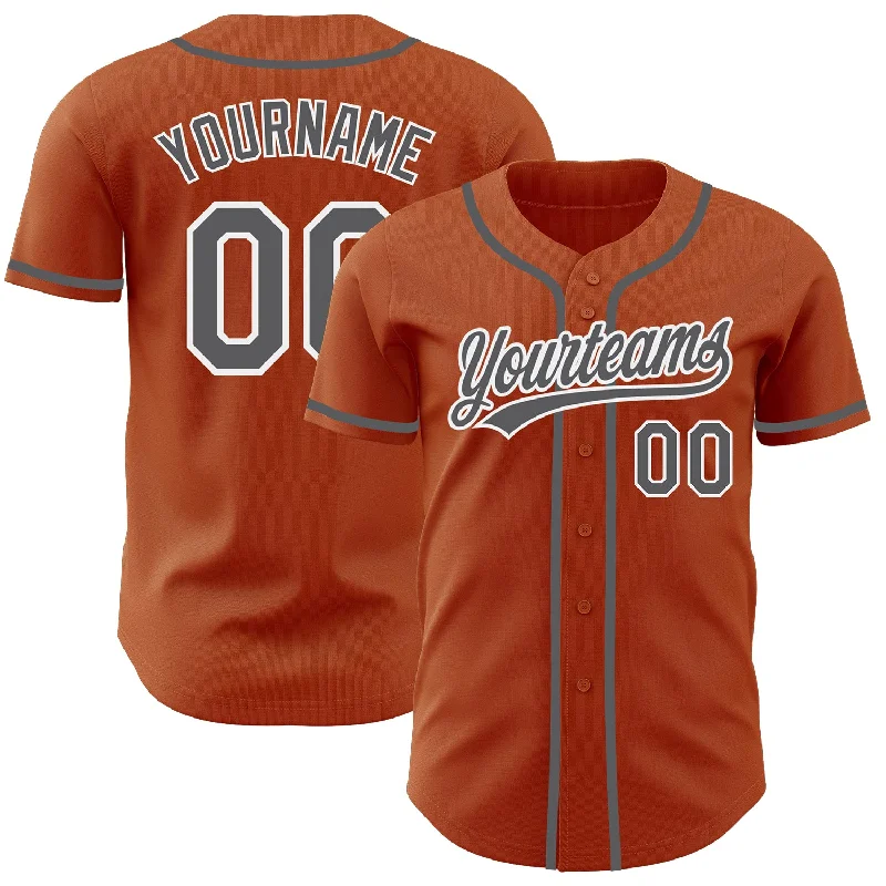 Baseball Jersey For High-Quality Custom Orders-Custom Texas Orange Steel Gray-White Authentic Baseball Jersey