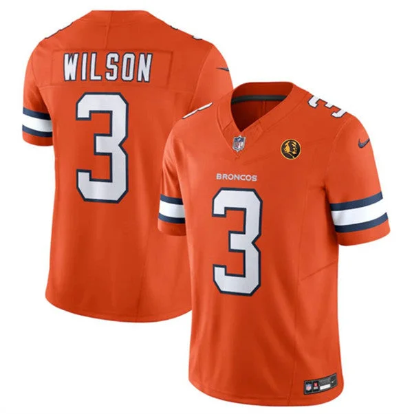 Football Jersey For Player Number Customization-Men's Denver Broncos #3 Russell Wilson Orange 2023 F.U.S.E. With John Madden Patch Vapor Limited Football Stitched Jersey