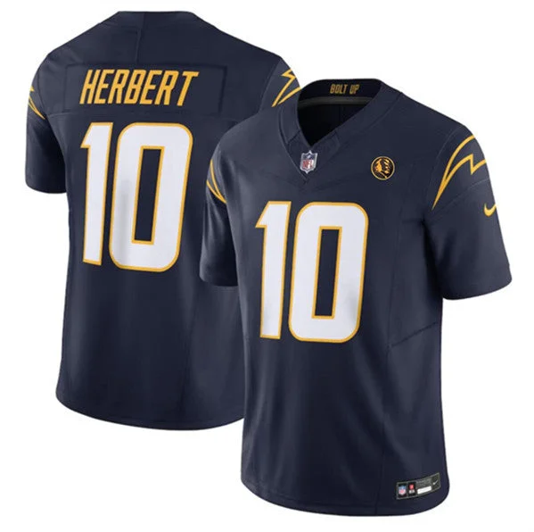 Football Jersey For College Fans-Men's Los Angeles Chargers #10 Justin Herbert Navy 2023 F.U.S.E. With John Madden Patch Vapor Limited Football Stitched Jersey