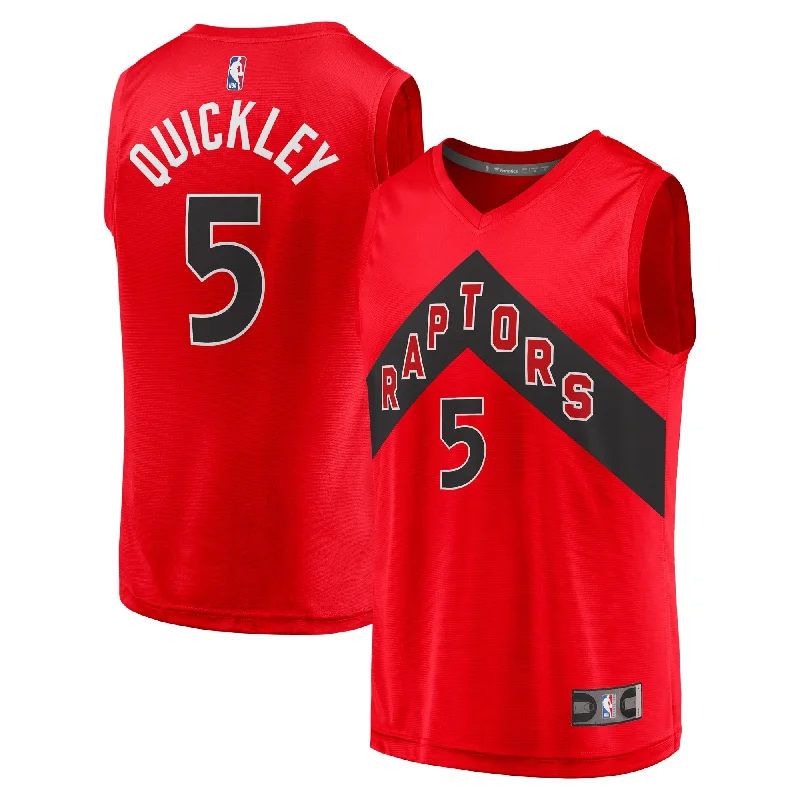 Basketball Jersey For Team Spirit Merchandise-Immanuel Quickley Toronto Raptors Branded Fast Break Player Basketball Jersey - Icon Edition - Red