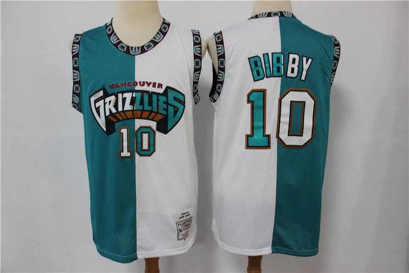 Basketball Jersey For Official Sports Events-Grizzlies 10 Mike Bibby Blue White Split Hardwood Classics Basketball Jersey