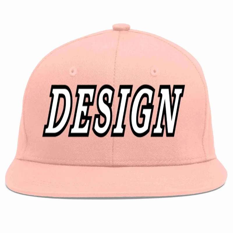 Baseball Cap With Personalized Graphics-Custom Pink White-Black Flat Eaves Sport Baseball Cap Design for Men/Women/Youth