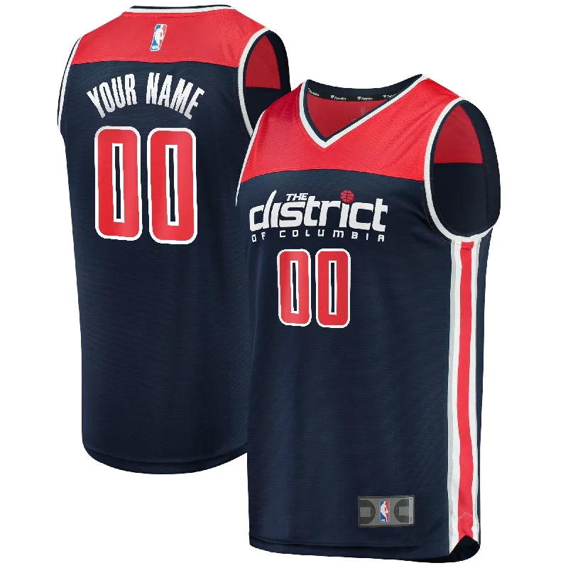 Basketball Jersey For Custom Team Portraits-Washington Wizards Branded Fast Break Custom Basketball Jersey Navy - Statement Edition