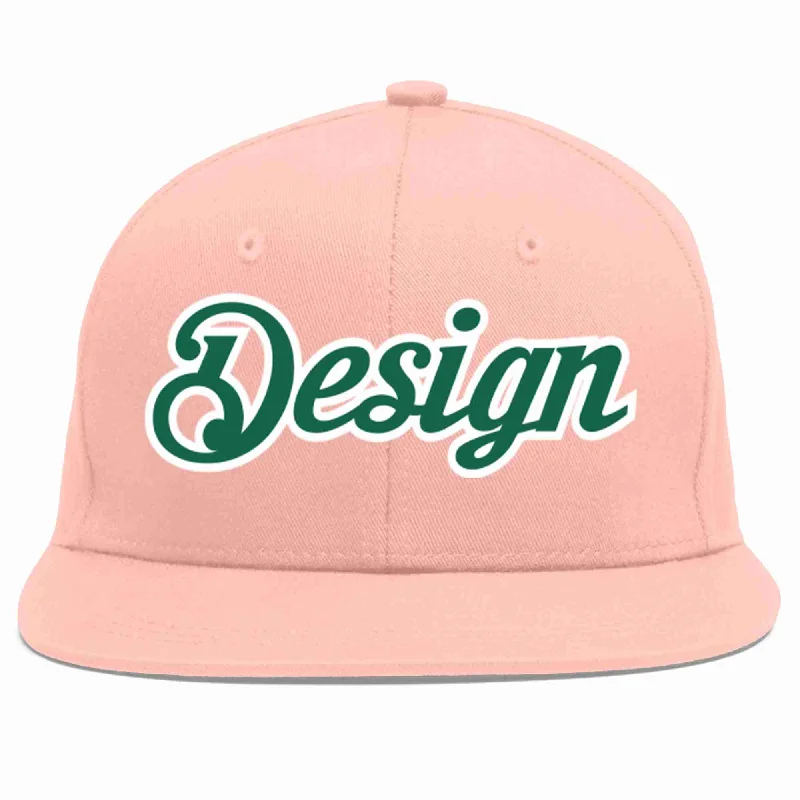 Baseball Cap For Sale-Custom Pink Kelly Green-White Flat Eaves Sport Baseball Cap Design for Men/Women/Youth