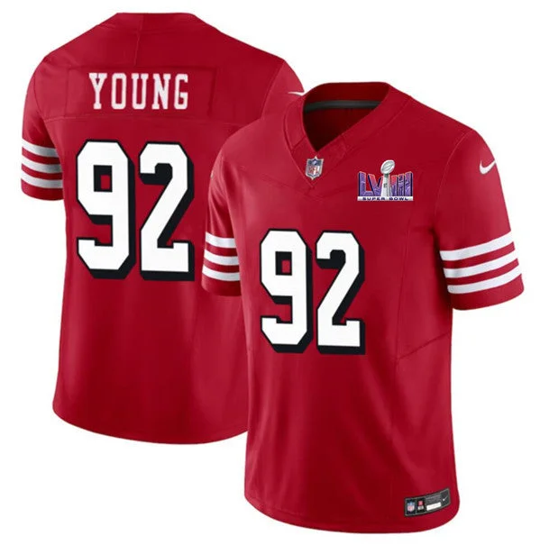 Football Jersey With Custom Fan Designs-Men's San Francisco 49ers #92 Chase Young New Red 2024 F.U.S.E. Super Bowl LVIII Patch Vapor Untouchable Limited Football Stitched Jersey