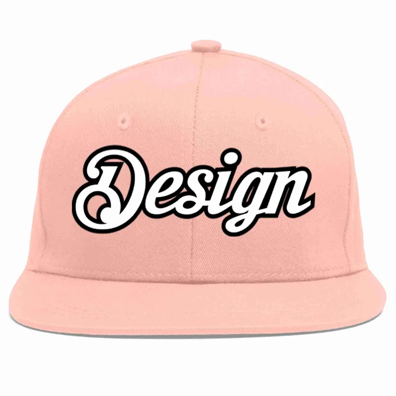 Baseball Cap With Adjustable Strap-Custom Pink White-Black Flat Eaves Sport Baseball Cap Design for Men/Women/Youth