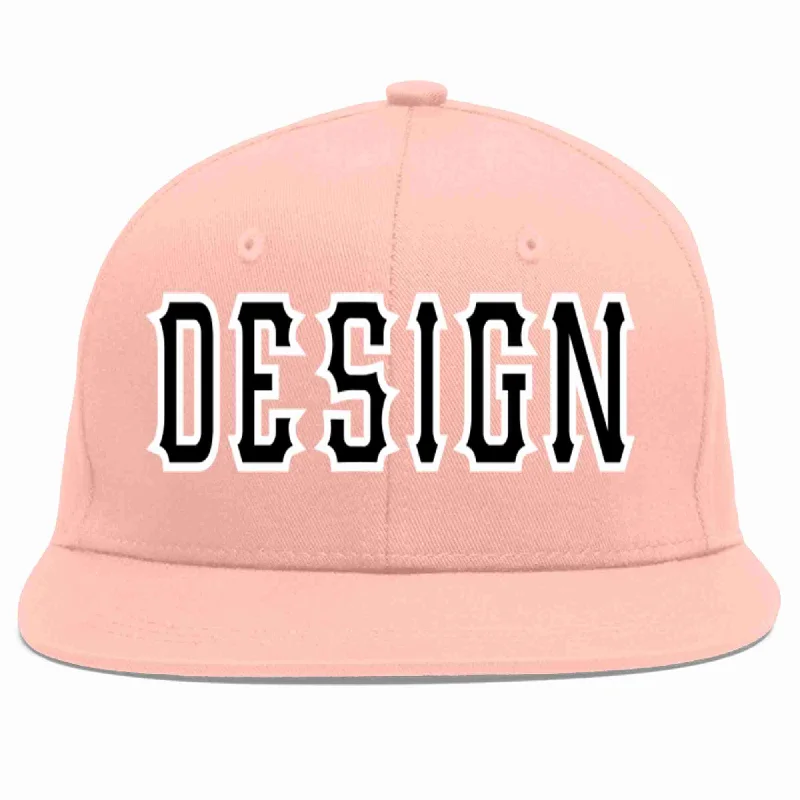 Baseball Cap With Custom Patch Designs-Custom Pink Black-White Flat Eaves Sport Baseball Cap Design for Men/Women/Youth