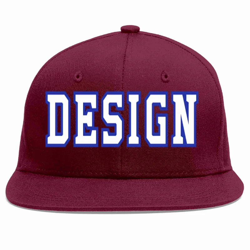 Baseball Cap For Special Event Orders-Custom Crimson White-Royal Flat Eaves Sport Baseball Cap Design for Men/Women/Youth