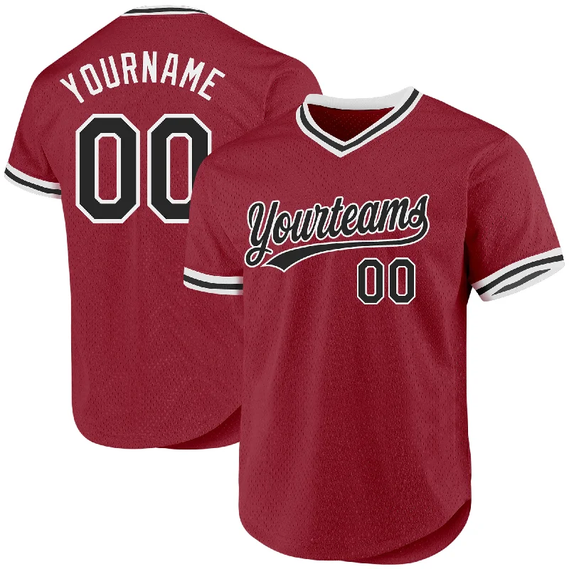 Baseball Jersey For Family Orders-Custom Maroon Black-White Authentic Throwback Baseball Jersey