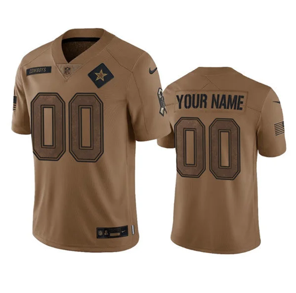 Football Jersey For Fan Club Custom Gear-Men's Dallas Cowboys Active Player Custom 2023 Brown Salute To Service Limited Football Stitched Jersey