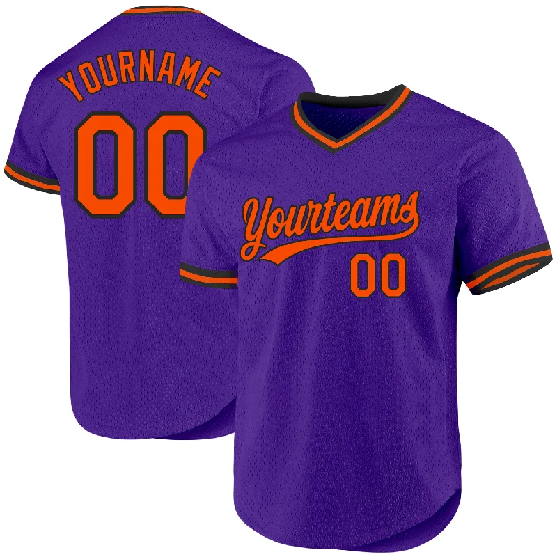 Baseball Jersey For Fan Club Custom Gear-Custom Purple Orange-Black Authentic Throwback Baseball Jersey