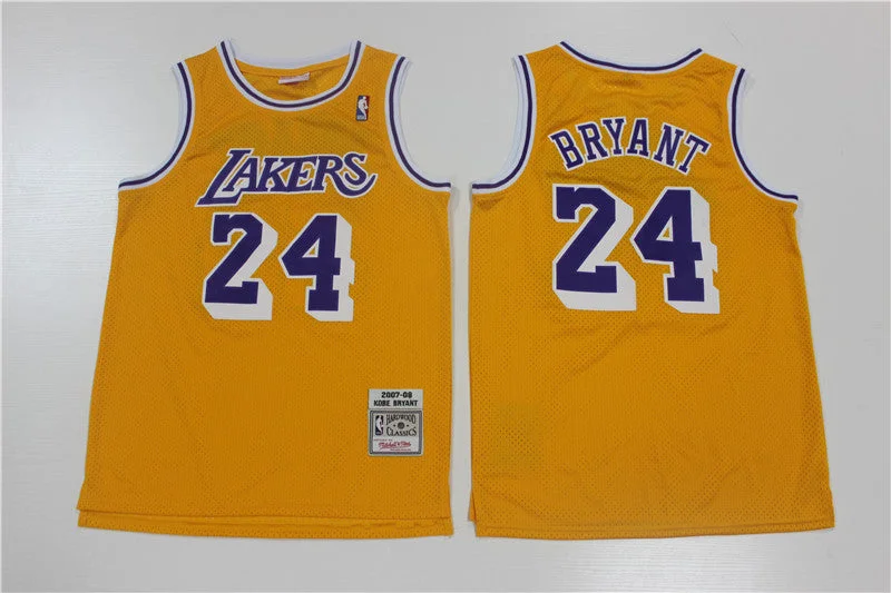 Basketball Jersey For Exclusive Custom Fan Gear-Lakers 24 Kobe Bryant Yellow 2007-08 Hardwood Classics Basketball Jersey