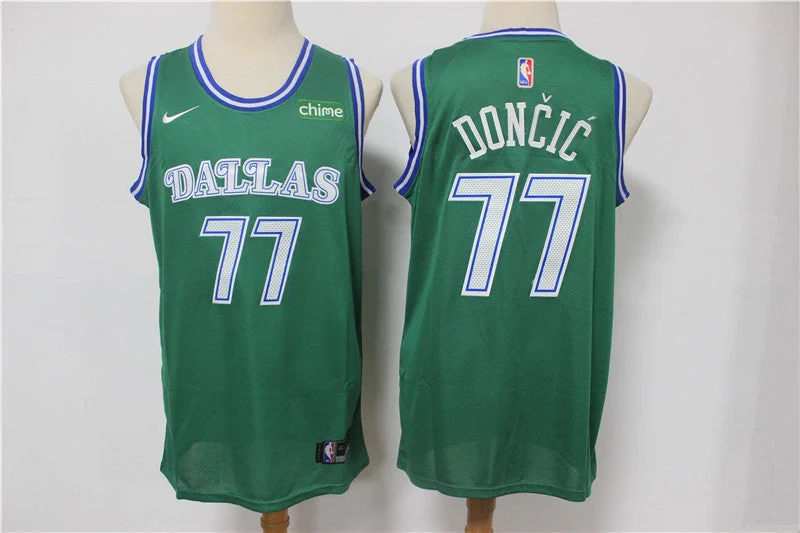 Basketball Jersey With Custom Numbering-Mavericks 77 Luka Doncic Green Swingman Basketball Jersey