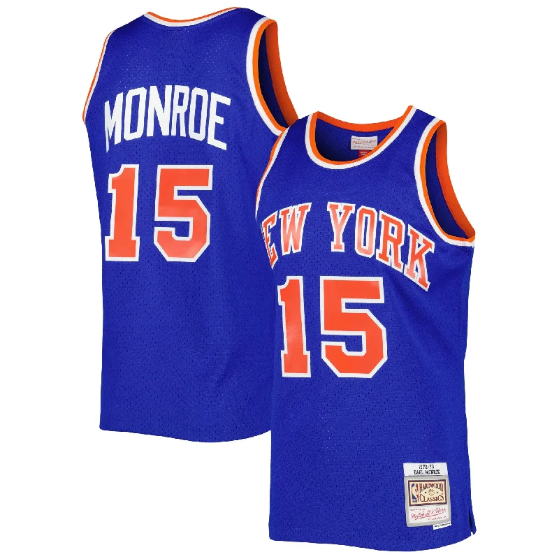 Personalized Basketball Jersey-Earl Monroe New York Knicks 2001/02 Hardwood Classics Swingman Basketball Jersey - Blue