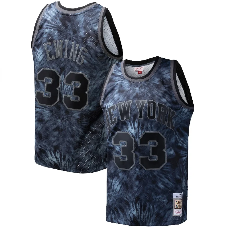 Basketball Jersey With Player Signature Embroidery-Patrick Ewing New York Knicks Hardwood Classics 1991/92 Tie-dye Swingman Basketball Jersey - Black