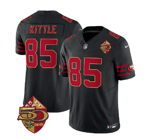 Football Jersey For Softball And Baseball Teams-Men's San Francisco 49ers #85 George Kittle Black 2023 F.U.S.E. 50th Patch Throwback Football Stitched Jersey