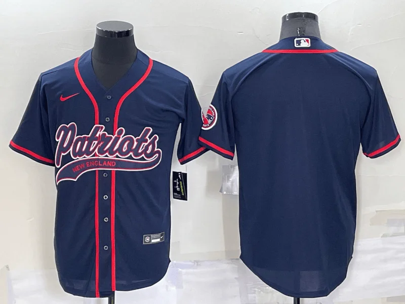 Baseball Jersey For School Fan Orders-Men's New England Patriots Blank Navy Blue Stitched Cool Base Baseball Jersey