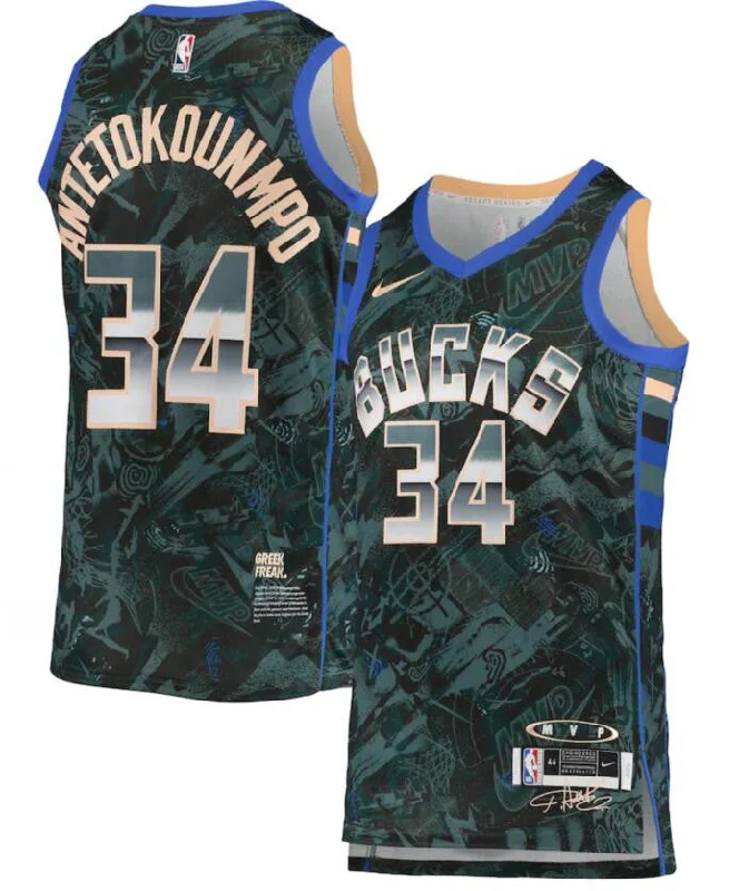 Basketball Jersey For Custom Fan Fundraising-Bucks 34 Giannis Antetokounmpo Green Select Series MVP Swingman Basketball Jersey