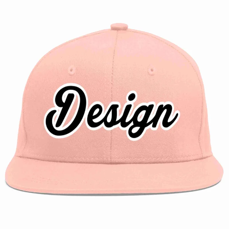 Baseball Cap For Youth Sports Teams-Custom Pink Black-White Flat Eaves Sport Baseball Cap Design for Men/Women/Youth