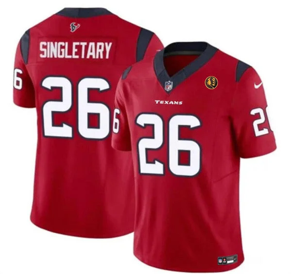 Football Jersey For Custom Fan Fundraising-Men's Houston Texans #26 Devin Singletary Red 2023 F.U.S.E. With John Madden Patch Vapor Limited Football Stitched Jersey