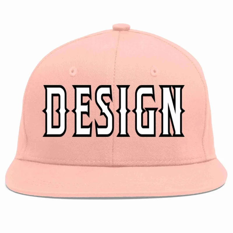 Baseball Cap For Baseball Game Merchandise-Custom Pink White-Black Flat Eaves Sport Baseball Cap Design for Men/Women/Youth